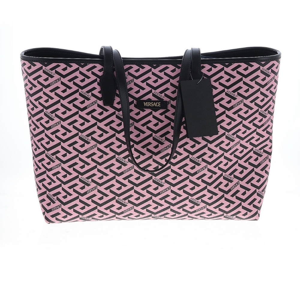 NEW Versace Geometric Pink and Black Tote with dust bag NWT AUTHENTIC - Picture 3 of 17